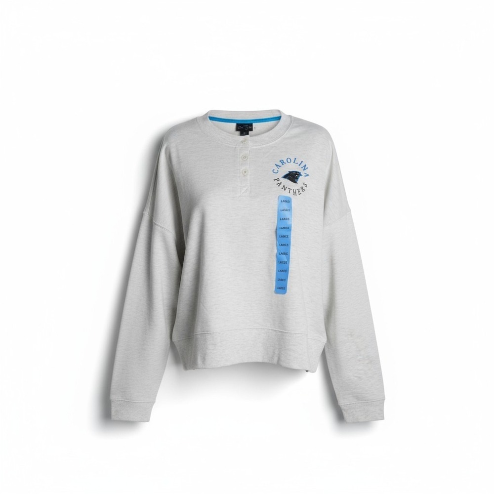 NFL Carolina Panthers Sweatshirt Womens L Gray Soft Sleepwear Long Sleeve NWT